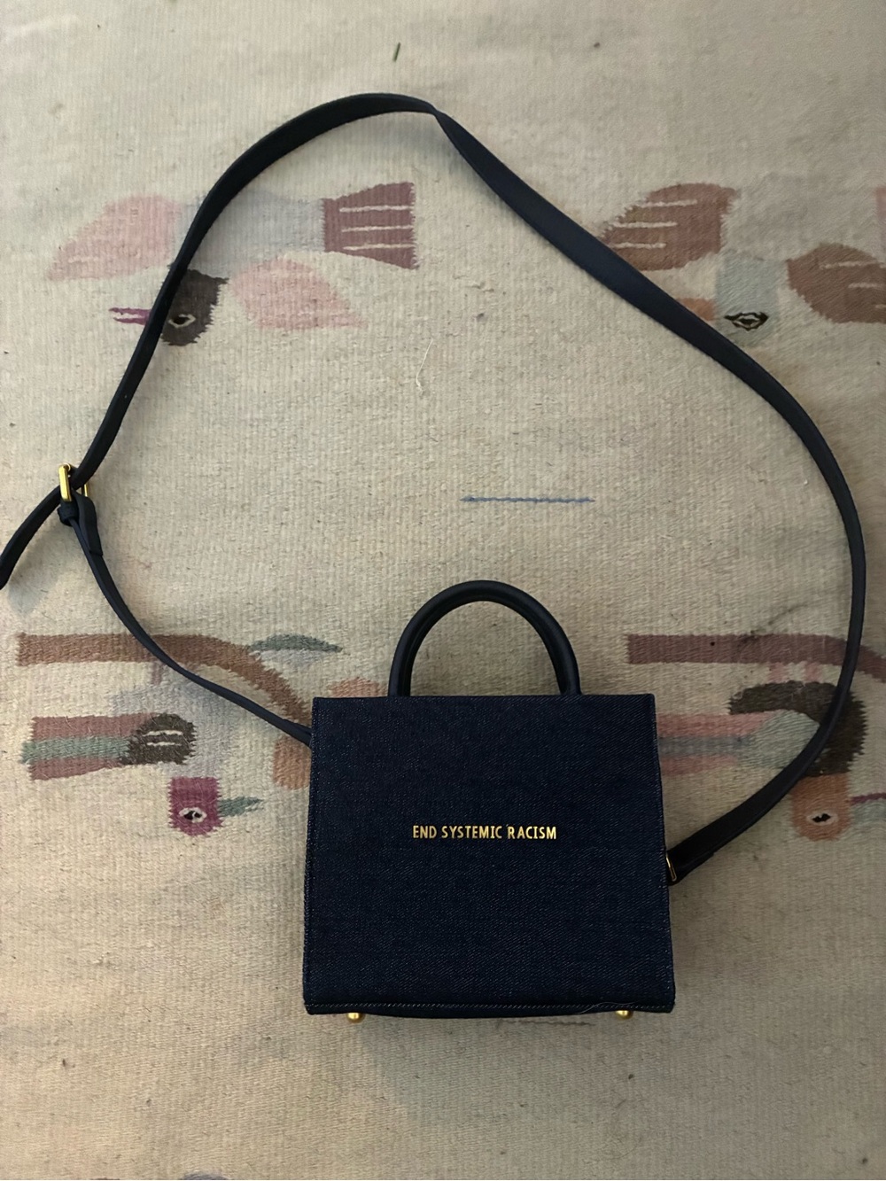 END SYSTEMIC RACISM Navy Crossbody  Brandon Blackwood Foundation